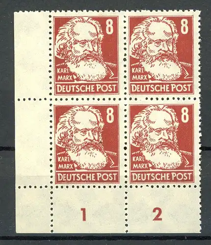 DDR 4er Block Eckrand ul 214 b postfrisch geprüft #HF044