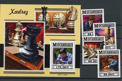 Mosambik 8249-8252, Block 1090 postfrisch Schach #GI761