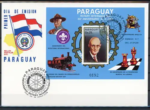Paraguay Block 412 Schach Ersttagesbrief/FDC #GI797