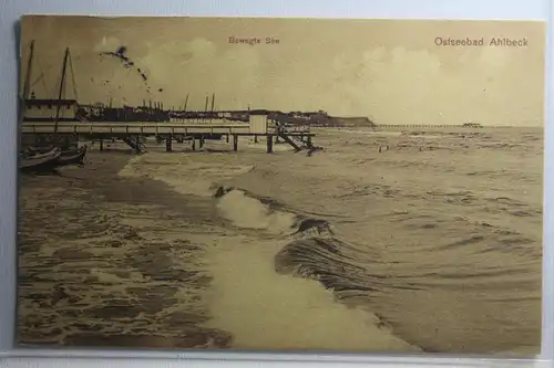AK Ostseebad Ahlbeck Bewegte See 1910 #PG915