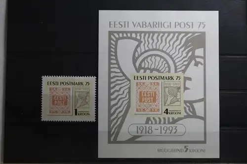 Estland 214, Block 5 mit 215 postfrisch #TQ405