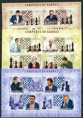 Guinea Bissau 3446-3457 B postfrisch als Kleinbogen Schach #GI839