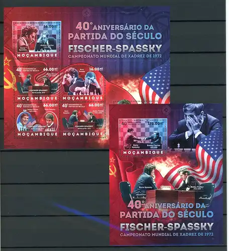 Mosambik Klb. 6188-6193, Block 694 postfrisch Schach #Scha5129