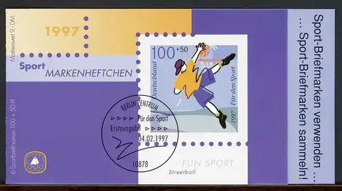 Bund Sportmarkenheftchen 1997 mit 1900 gestempelt #HO879