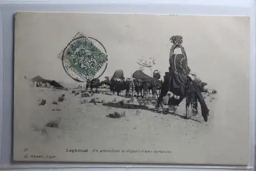 AK Laghouat Algerien En attendant le départ d'une caracane 1907 #PH290