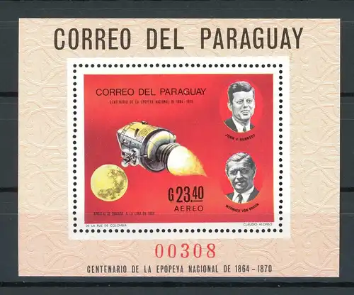 Paraguay Block 125 postfrisch Apollo 11 #GE753