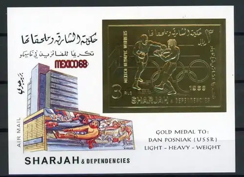 Sharjah Block 45 B mit Aufdruck postfrisch Olympia #ID426