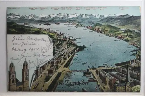 AK Züricher-See aus der Vogelschau 1904 #PH410