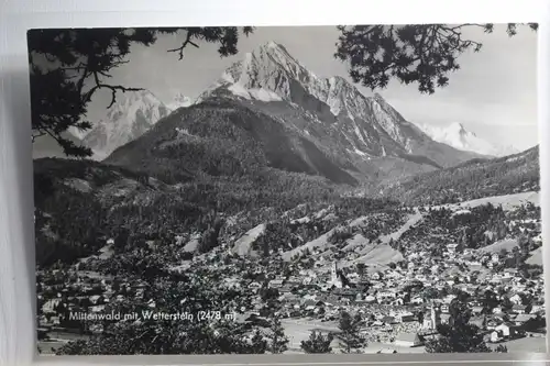 AK Mittenwald mit Wetterstein (2478m) 1957 #PH281