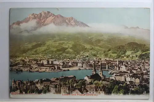 AK Luzern mit Pilatus (2132 m) 1908 #PH408