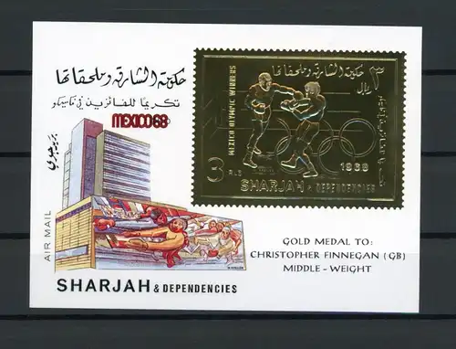 Sharjah Block 45 mit Aufdruck postfrisch Olympia #ID424