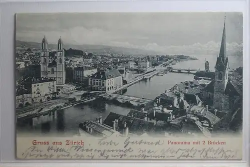 AK Zürich Panorama mit 2 Brücken 1904 #PH422