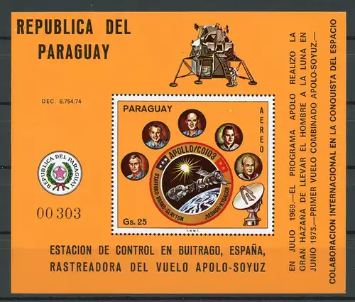 Paraguay Block 272 postfrisch Apollo - Sojus #GE779