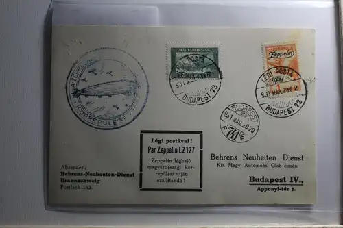 Ungarn 430 + 478 gestempelt Zeppelin LZ127 auf Karte #TQ560