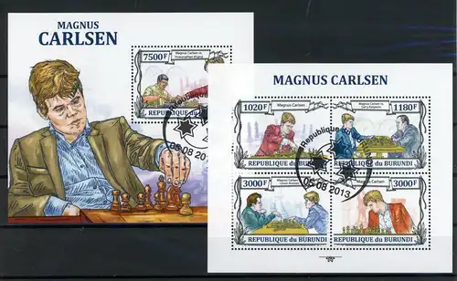 Burundi 3138-3141, Block 352 postfrisch als Kleinbogen Schach #GI865