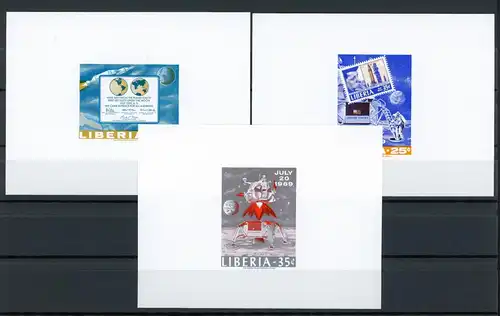 Liberia Einzelblöcke 725-27 postfrisch Apollo 11 #GE761