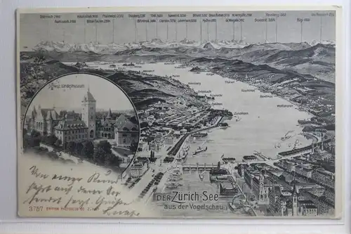 AK Züricher-See aus der Vogelschau 1904 #PH434