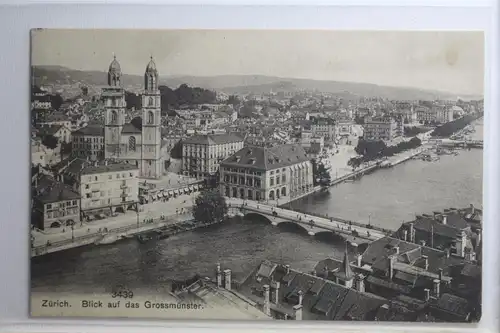 AK Zürich Blick auf das Grossmünster 1909 #PH449