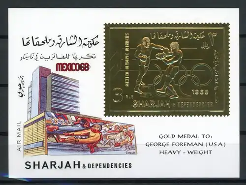 Sharjah Block 45 mit Aufdruck postfrisch Olympia #ID425