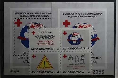 Mazedonien Zwangszuschlagsmarken 67-70, Block 12 A-B postfrisch #TT882