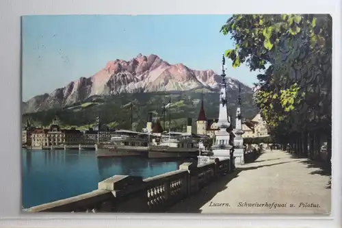 AK Luzern Schweizerhofquai u. Pilatus 1911 #PH426