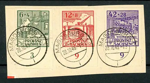 SBZ Provinz Sachsen 87-89 B mit 88 B b geprüft Ströh Briefstück #GJ250