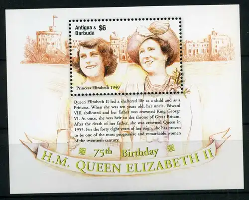 Antigua und Barbuda Block 509 postfrisch Königshäuser #HO372