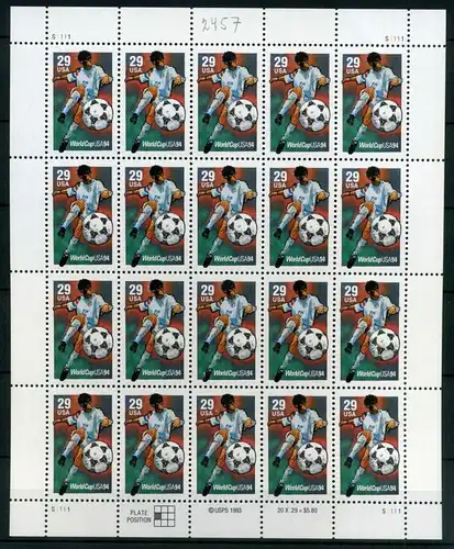 USA KB 2457 postfrisch Fußball WM 1994 #IY365