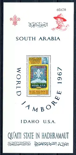 Hadhramaut (Aden) Block 10 A postfrisch Pfadfinder #HO406