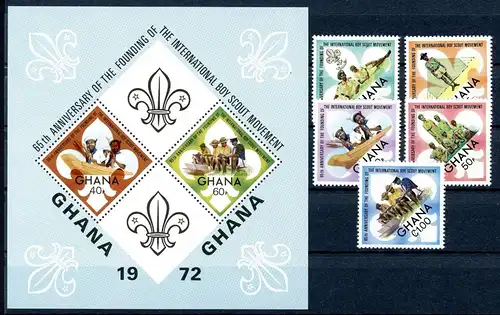 Ghana 479-483 A + Block 47 postfrisch Pfadfinder #HO401