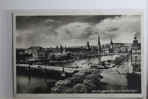 AK Zürich Qualbrücke mit Bauschänzli 1929 #PH640