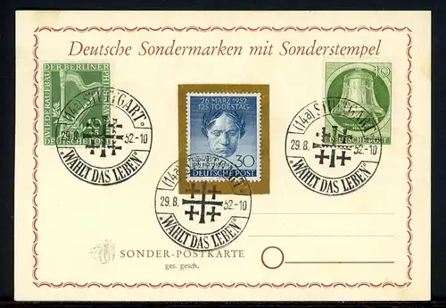 Berlin Sonder-Postkarte 72, 83, 87 gestempelt Stuttgart #HU049