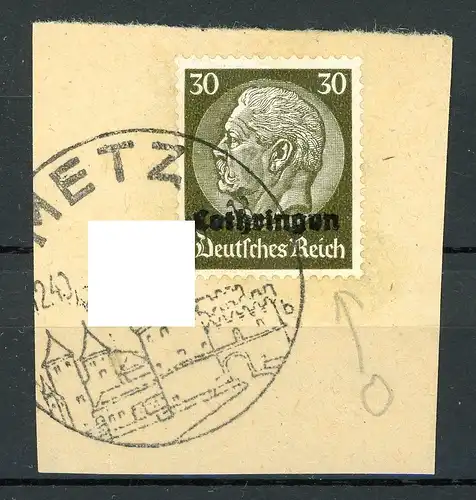 Dt. Besetzung WK II Lothringen, Abart 11 I Briefstück #HU180