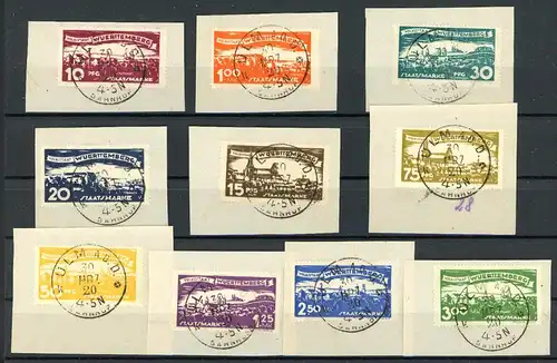 Württemberg Dienst 272-281 geprüft Infla Berlin Briefstück #GJ493