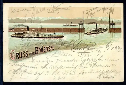 AK Lindau, Bodensee Raddampfer Königin Charlotte 1897 #HU282