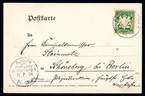 AK Garmisch Dorfansicht mit Wettersteingebirge im Hintergrund 21.07.1904 #HU319