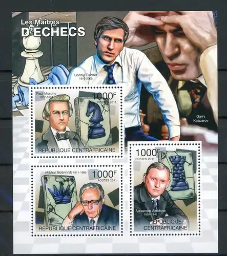 Zentralafr. Rep. 3144-3145 postfrisch als Kleinbogen, Schach #FW785