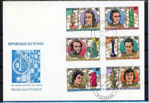 Tschad 1022-1027 Schach Ersttagesbrief/FDC #GI942