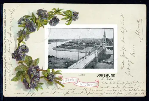 AK Dortmund Prägekarte mit Blick auf Hafen 1901 #HU299