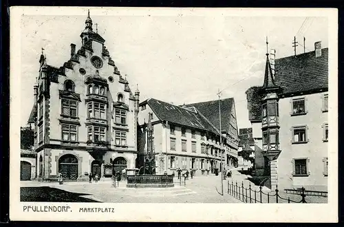 AK Pfullendorf Landkreis Sigmaringen Marktplatz mit Rathaus 1921 #HU336