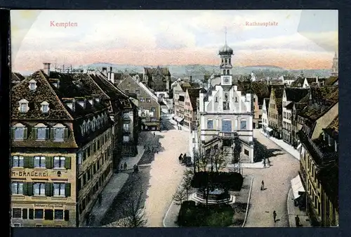 AK Kempten, Regierungsbezirk Schwaben Rathausplatz mit Brauerei 1906 #HU362