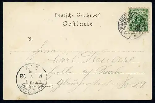 AK Ruhrort, Duisburg, Bahnhof, Postamt, Kaiser-Denkmal 1898, #HU459