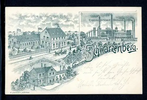 AK Schwarzenberg Duisburg Rest. Zur deutschen Eiche, Hüttenwerk 1903 #HU371