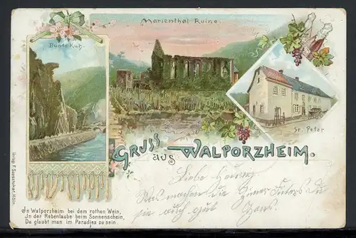 AK Walporzheim, Landkreis Ahrweiler Bunte Kuh, Marienthal Ruine 1899 #JJ497