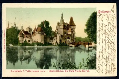 AK Budapest, Ungarn Burg Vajda-Hunyad im Stadtwäldchen 1901 #HU263