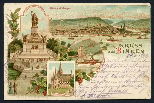 AK Bingen National-Denkmal, Rochus-Kapelle, Mäuseturm 1899 #HU469