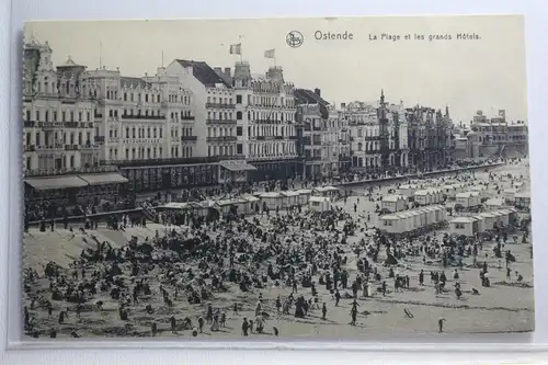 AK Ostende La Plage el les grands Hótels Feldpost 1915 #PH802