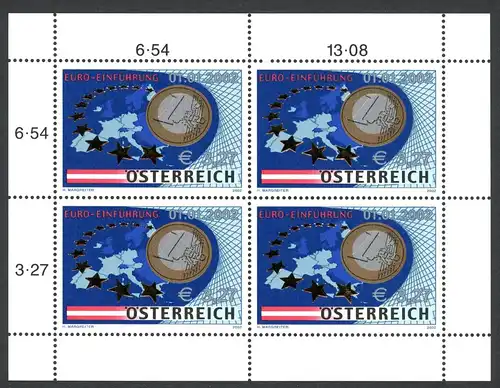 Österreich Kleinbogen 2368 postfrisch Cept Mitläufer #HU414