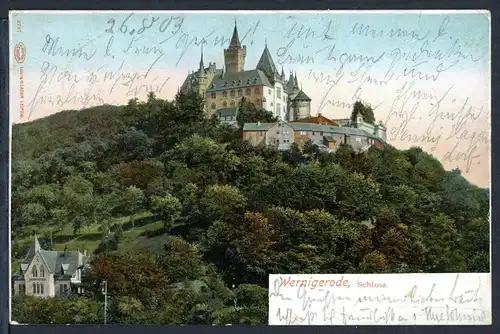 AK Wernigerode, Landkreis Harz Schloss, Bahnpoststempel 1903 #HU240