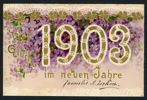 AK Neujahrs-Grußkarte Reliefkarte 1903 #HU431